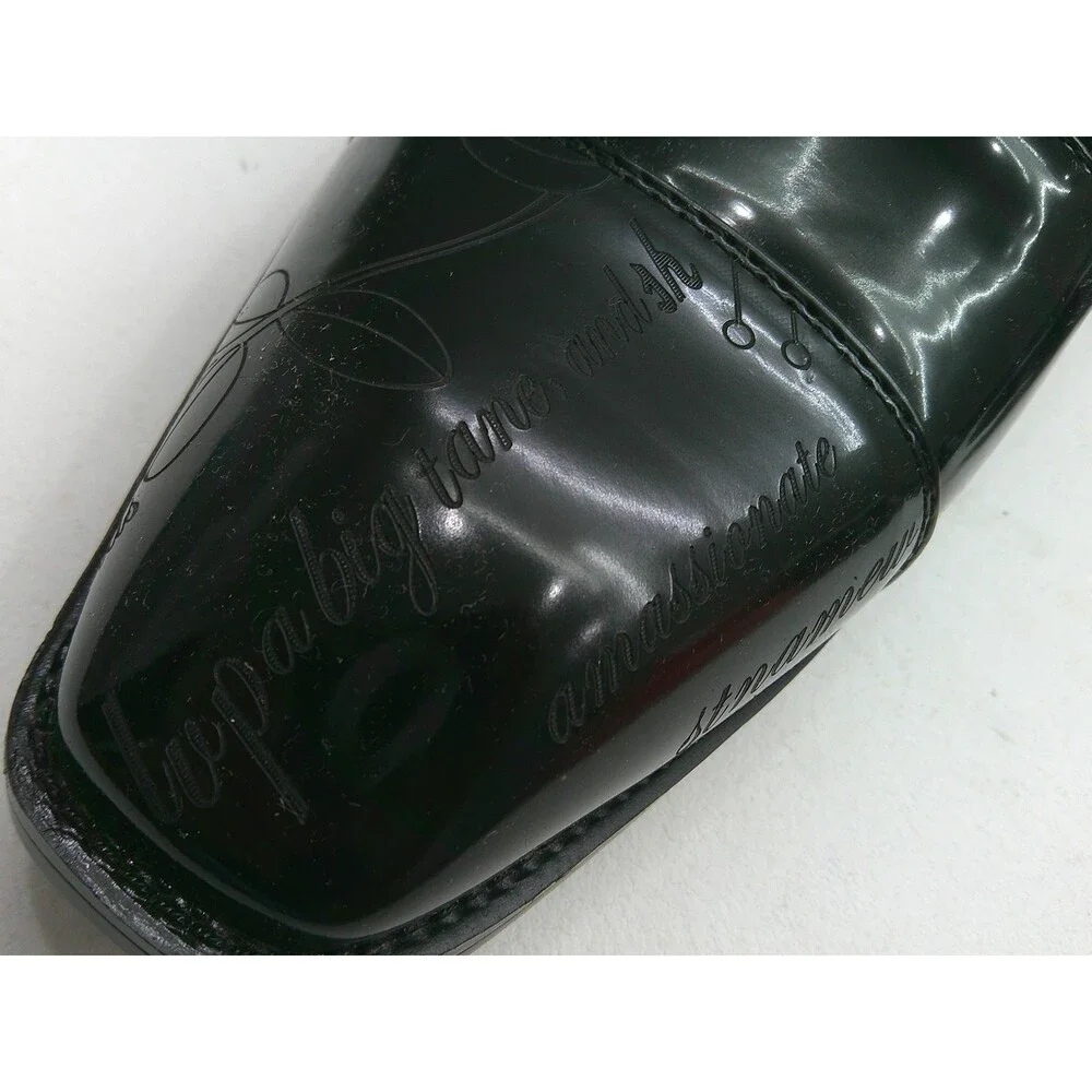 Dress Shoes Mens Size 8 Black Patent Leather Monk Strap Buckle Square Toe Formal